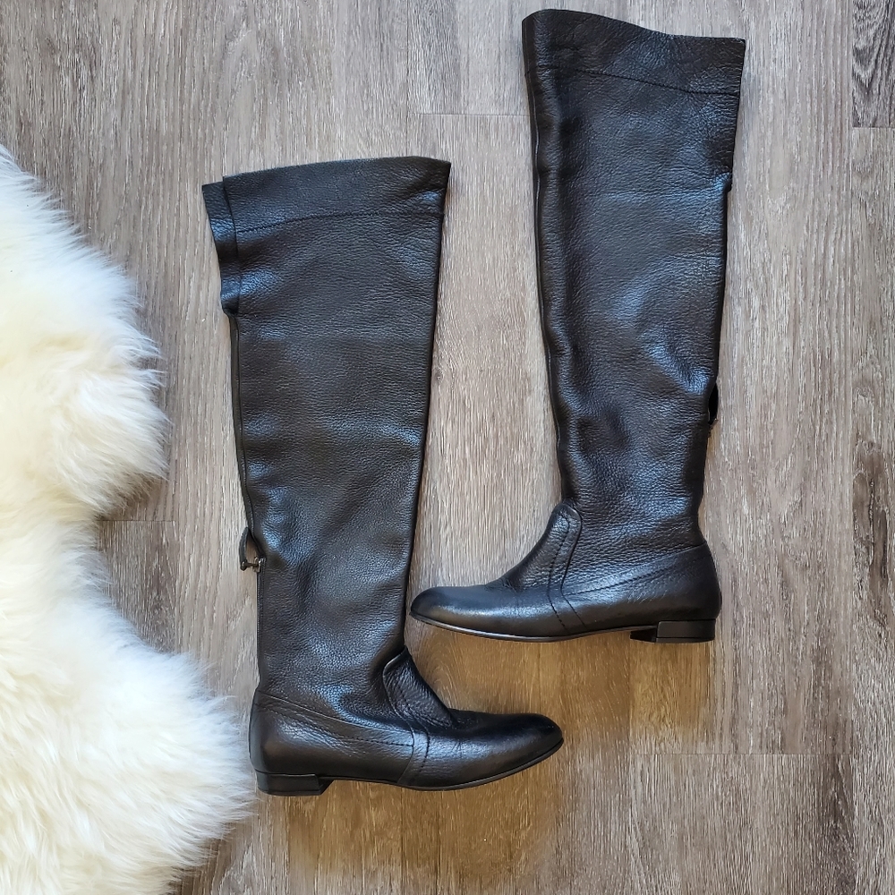 Alaia Azzedine Knee High Riding Boots Black 7.5
